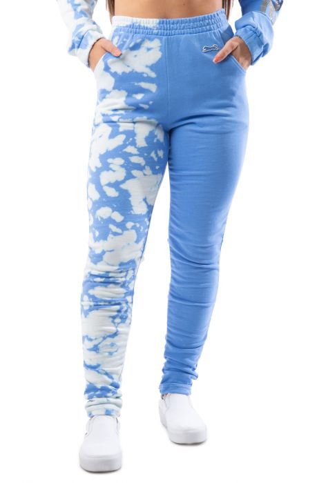 Alexis Ruching Half Tie Dye Joggers Blue