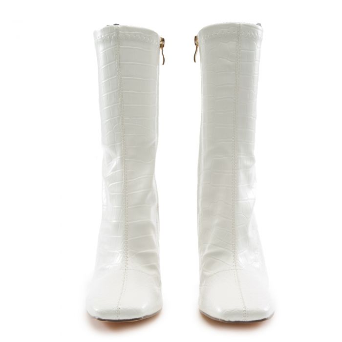 Zachery-1 Animal Print High Heel Bootie White
