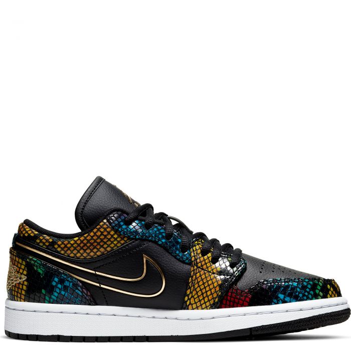 Women's Air Jordan 1 Low Black/Metallic Gold-Multi-Color-White