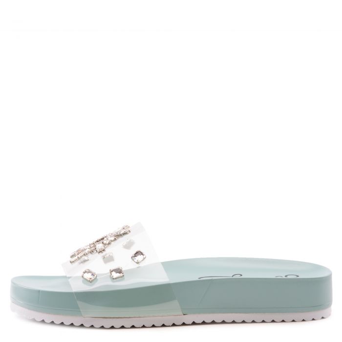 MACHI FOOTWEAR INC Brea Rhinestone Slides BREA-BLU - Shiekh