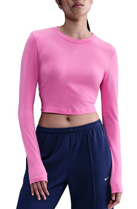 Sportswear Chill Knit Slim Long-Sleeve Cropped Top Playful Pink