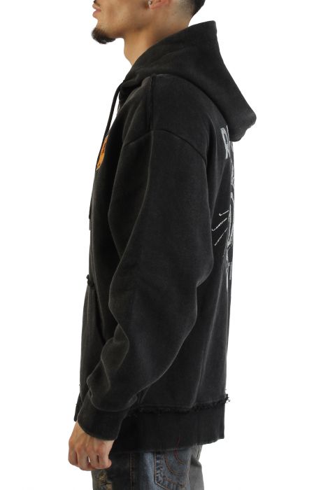Vintage Tiger Zip Hoodie  Black