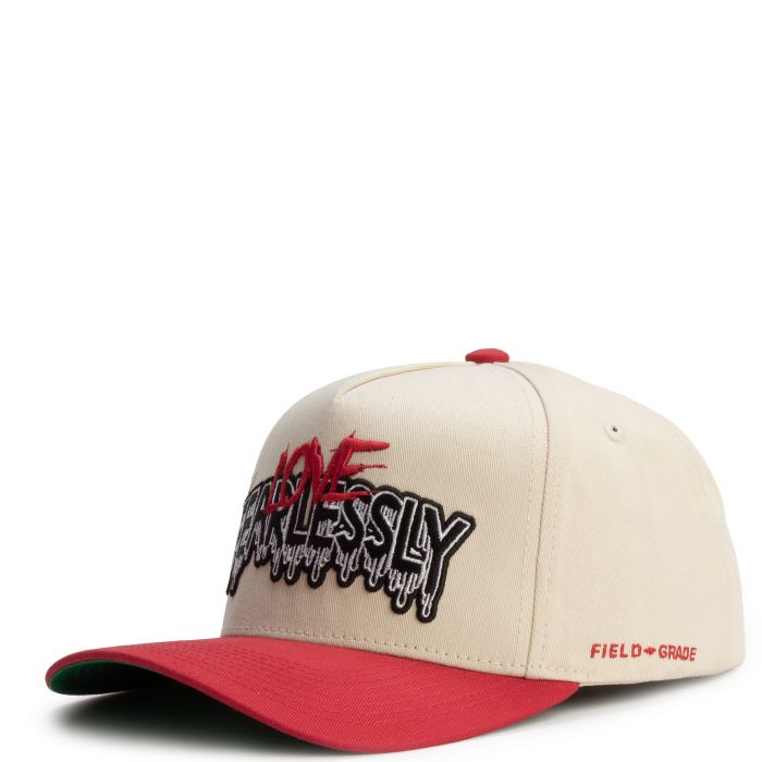 Love Fearlessly Twill Trucker Hat  Sand/Red