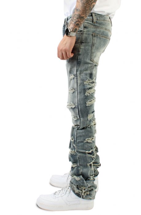 Fray Stacked Jeans Blue