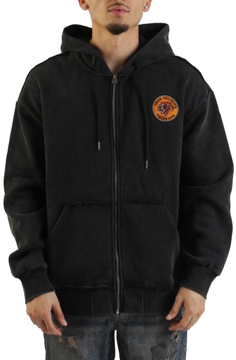 Vintage Tiger Zip Hoodie  Black