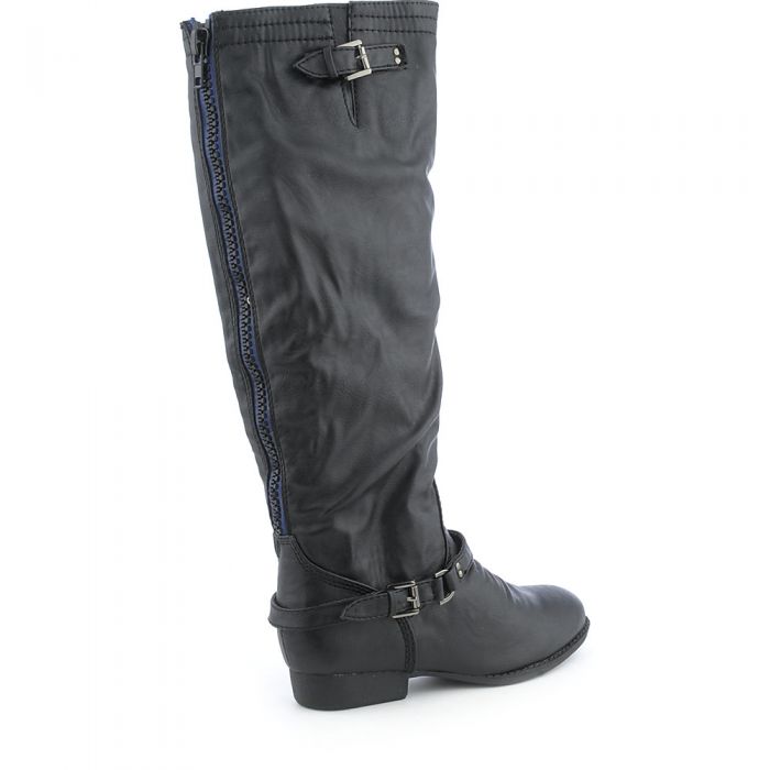 Nakia-S Low-Heel Mid-Calf Boot Black/Blue