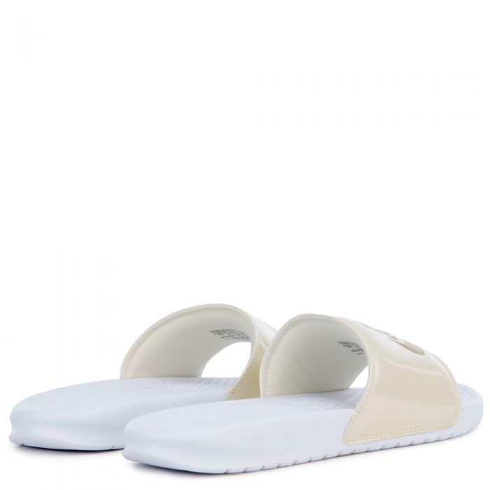 nike benassi sliders in white and silver