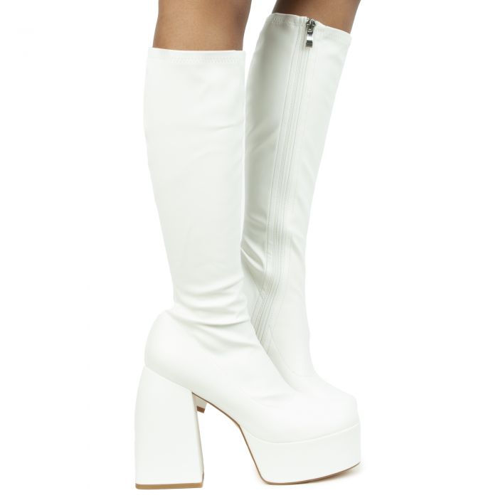 Sukki-2 Chunky Platform Boot White PU