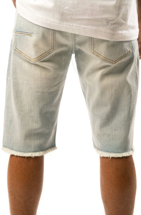 Aphex Puff Print Denim Shorts Light Blue