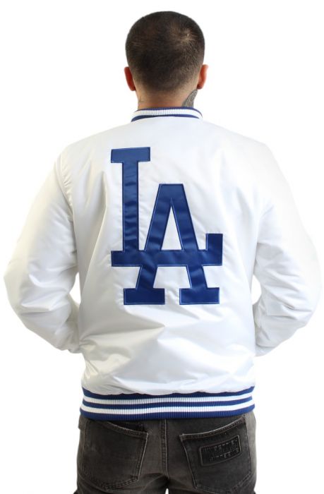 MLB Los Angeles Dodgers Satin Jacket  White/Dodger Blue