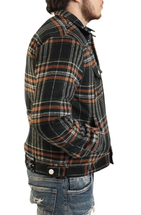 Jimmy Plaid Quilted Flannel Jacket  Black/Orange