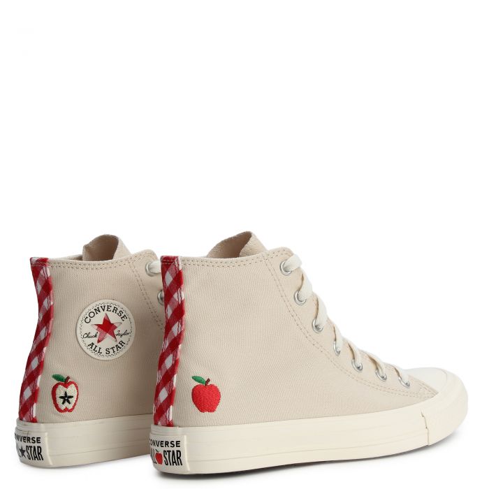 Grade-School Chuck Taylor All Star Checkered Accents Light Dune/Egret/Red