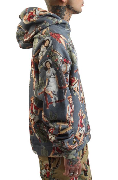 Jesse All Over Pattern Hoodie  Blue