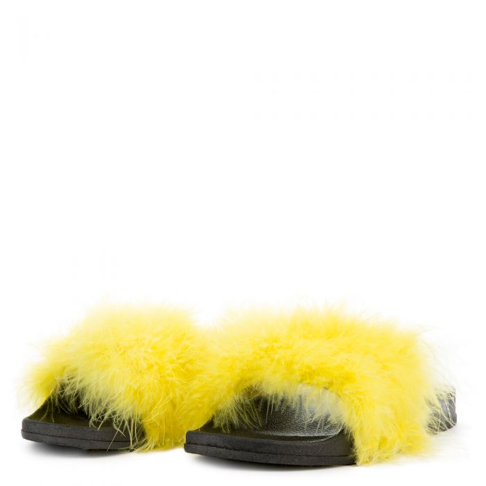 CAPE ROBBIN Moira-2 Women's Fur Slide MOIRA-2/YELLOW - Shiekh