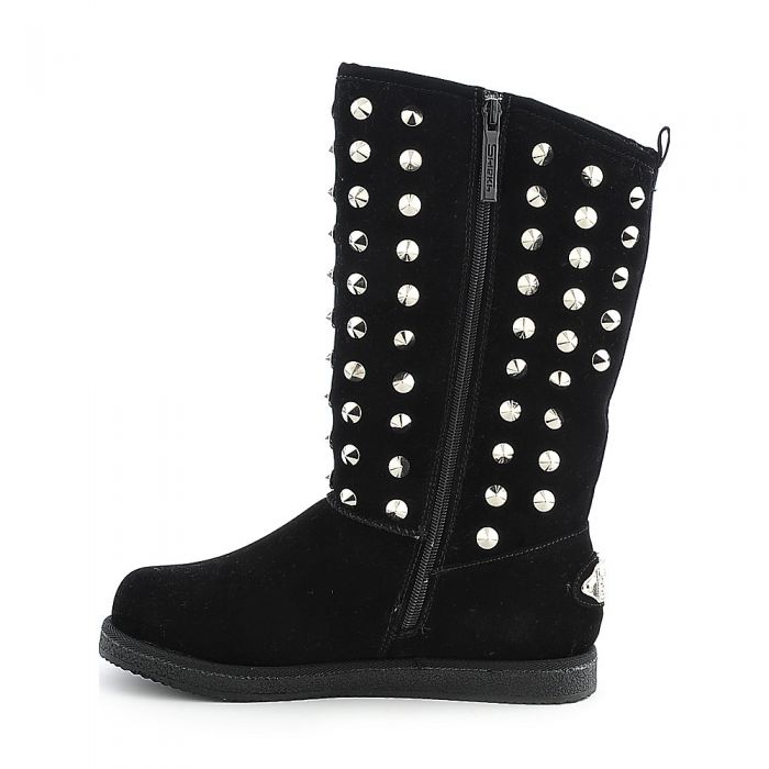 Women's Flat Studded Boot Urban Studs Black