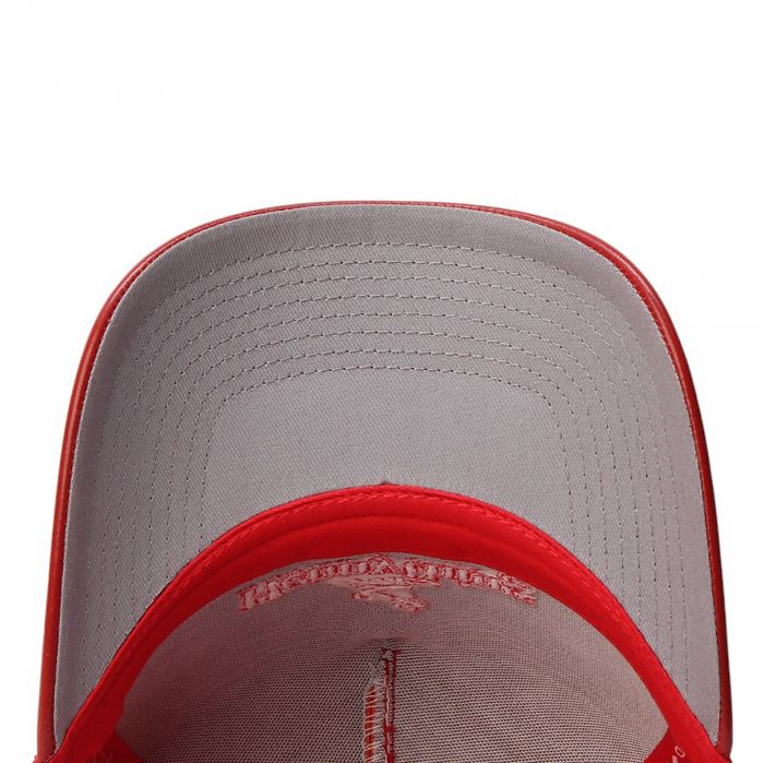 Hennything Goes Leather Trucker Hat  Red
