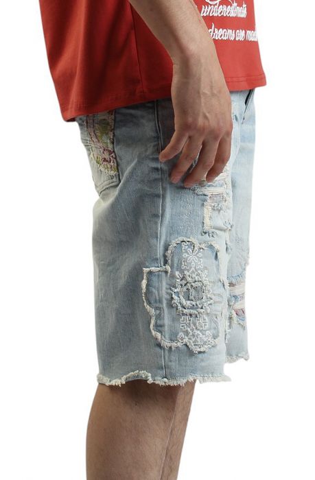 Palermo Cut out Denim Shorts Blue