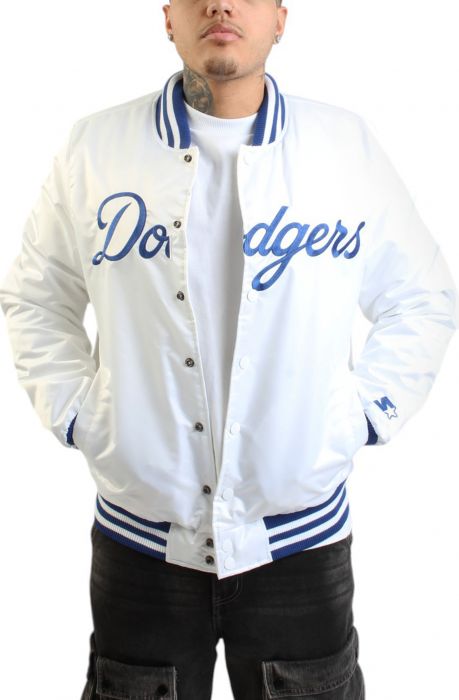 MLB Los Angeles Dodgers Satin Jacket  White/Dodger Blue