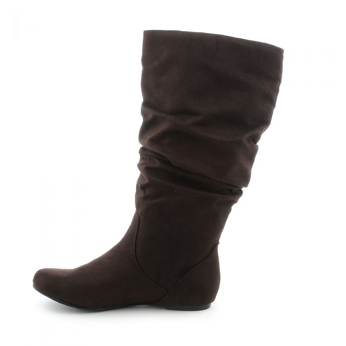 Flat Mid-Calf Boot Kalisa-04 Brown Suede