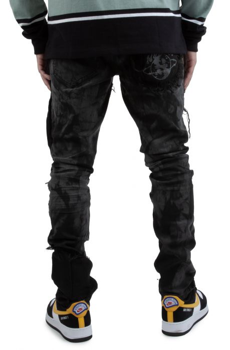 Distressed Overlay Panel Jeans Grey Denim