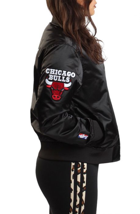 NBA Chicago Bulls Jewels Satin Jacket  Black