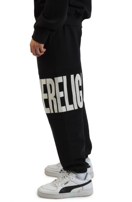 Knit Logo Panel Jogger  Black