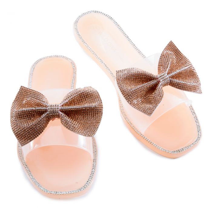 Jacelyn-05 Bow Flat Sandals Nude