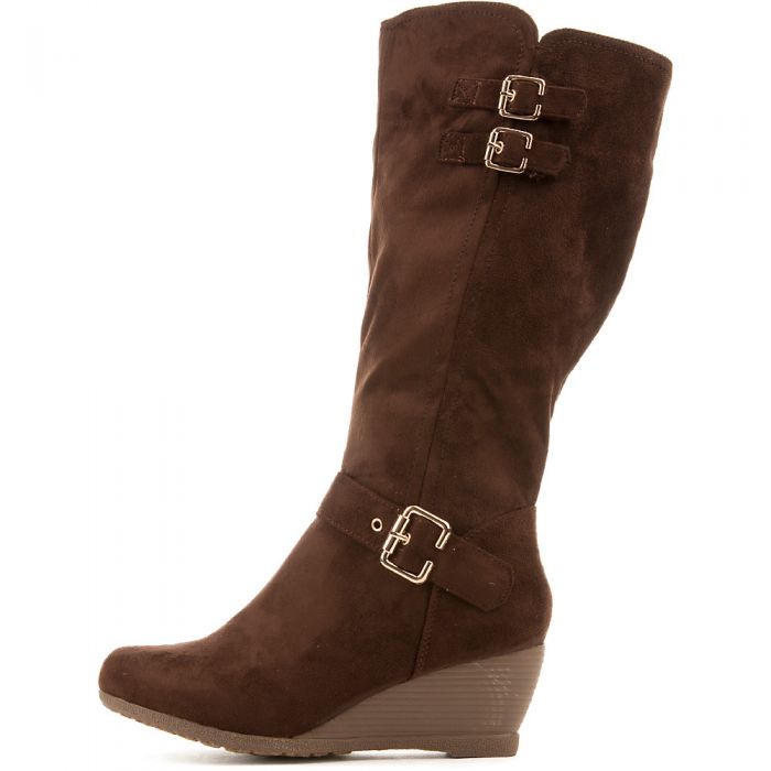 ELEGANT Women's Monicay-2 Mid-Calf Wedge Boot MONICAY-2/BROWN - Shiekh