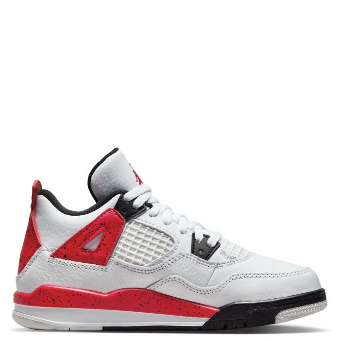 Pre-School Jordan 4 Retro White/Fire Red-Black-Neutral Grey