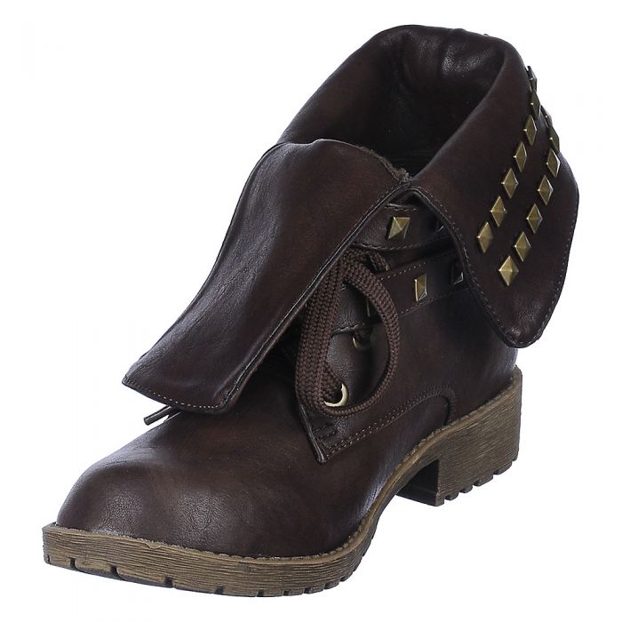 Fold Down Studded Boot Taylor-1-S Brown Brown