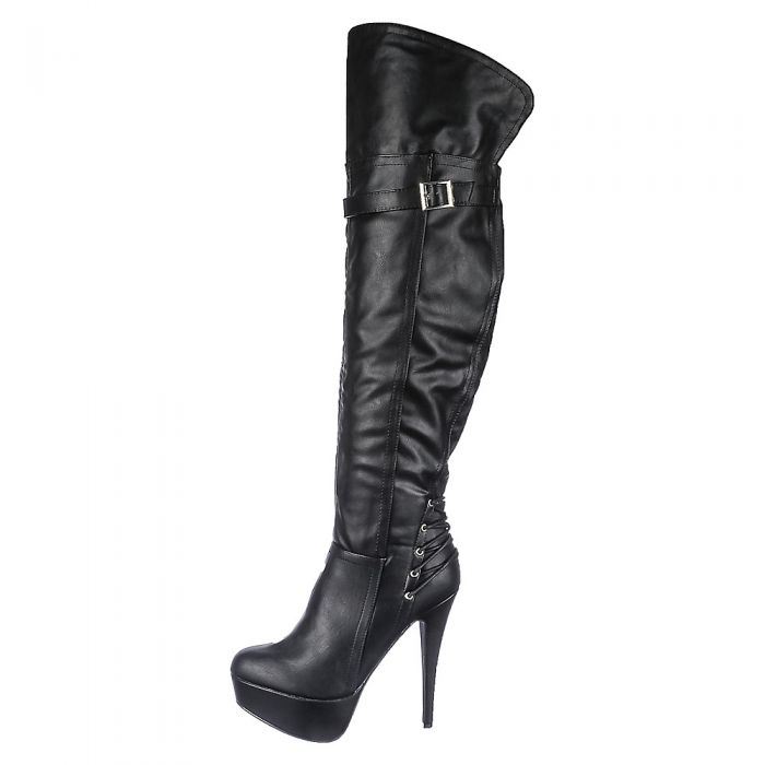 Women's Knee-High Boot Realove-25 Black PU