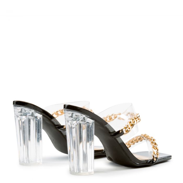 Monara-03 Clear High Heels Black Pat