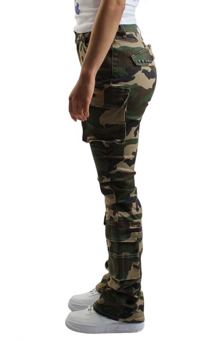 Camo Mid Rise Stacked Jeans Camo Green