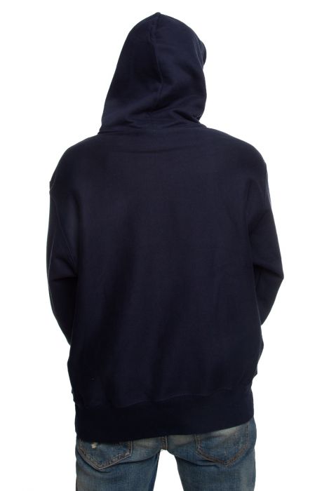 Reverse Weave Pull Over Hoodie Navy