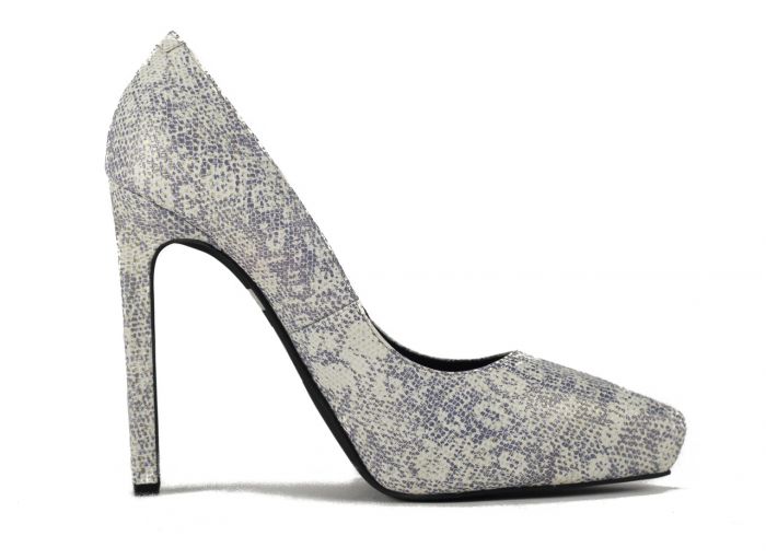 Jeffrey Campbell: Ouzel Grey Gold Snake High Heels GREY/GOLD