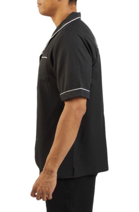 Peace Woven Button-Down Shirt  Black