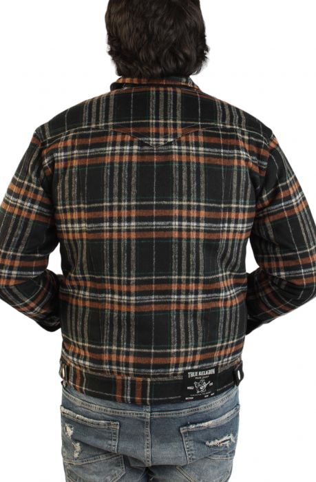 Jimmy Plaid Quilted Flannel Jacket  Black/Orange