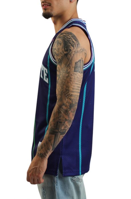 Larry Johnson Charlotte Hornets 1994/95 Hardwood Classics Swingman Player Jersey Purple