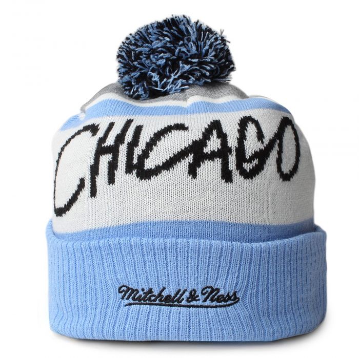 NBA Throw Down Pom Knit Beanie Light Blue