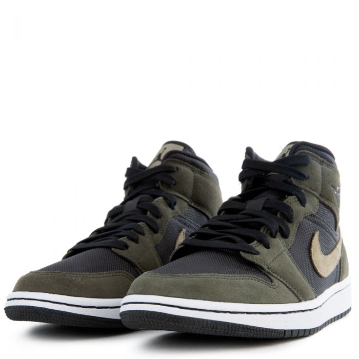 Women's Air Jordan 1 Mid Black-Trooper-Sequoia