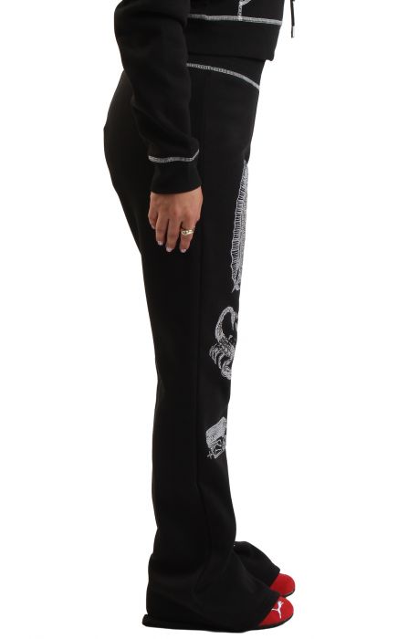 TRUE RELIGION X BELLA DOÑA MID RISE BOOTCUT SWEATPANT Black