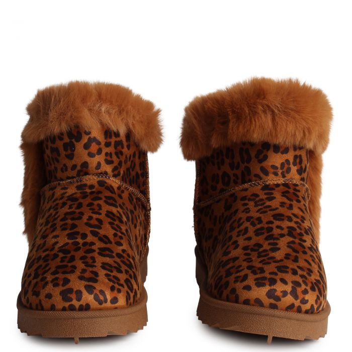 Melon-04 Ankle Fur Bootie  Leopard