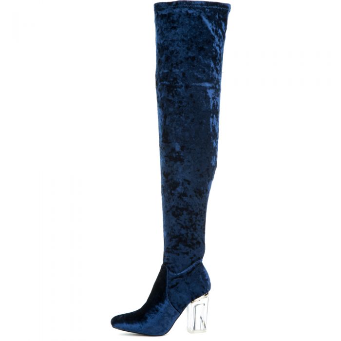 cape robbin blue velvet boots