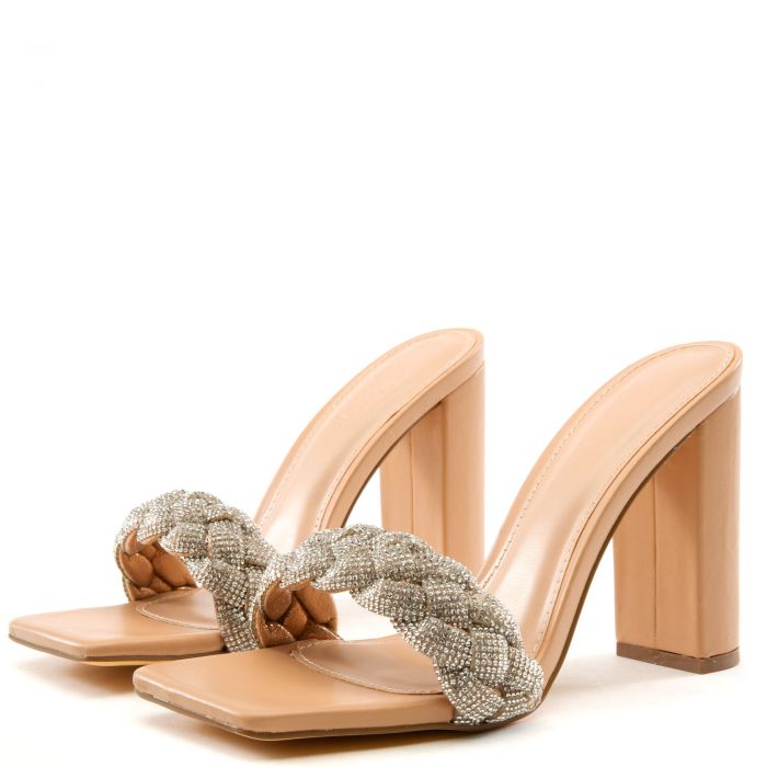 bedazzled chunky heels