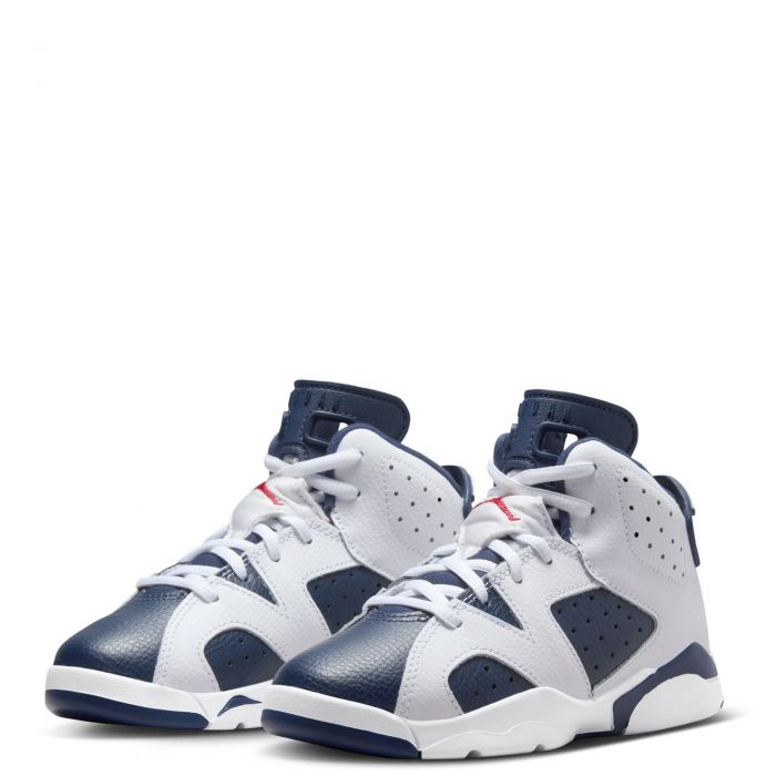 Pre-School Jordan 6 Retro White/Varsity Red-Midnight Navy