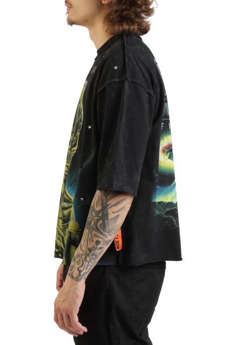 Post Human Soft Touch Washed Cropped T-Shirt  Black