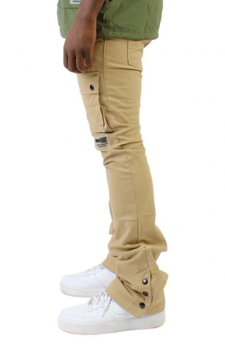 Verde Men's premium twill cargo pant with multi functional pockets Khaki Brune