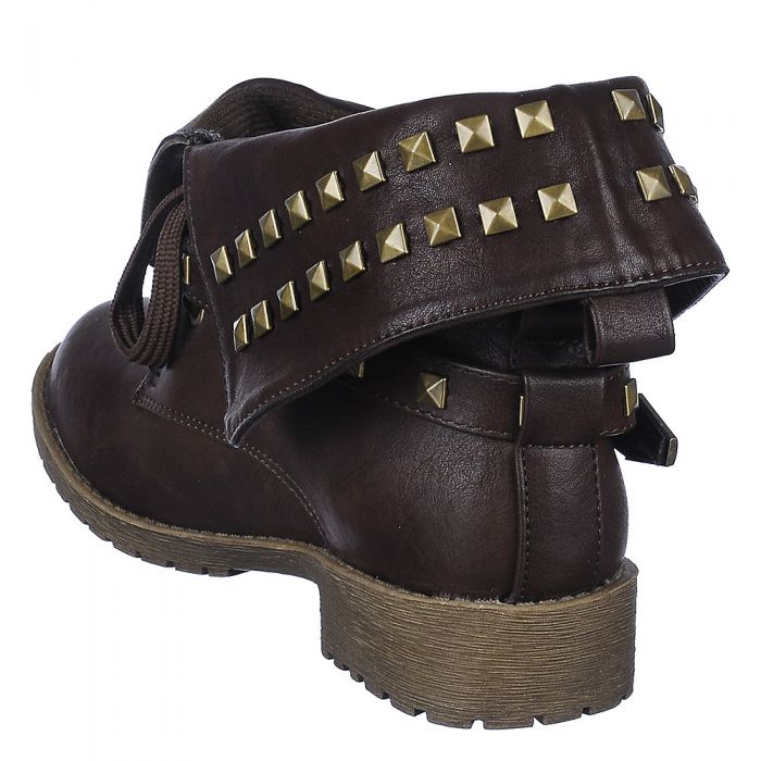 Fold Down Studded Boot Taylor-1-S Brown Brown