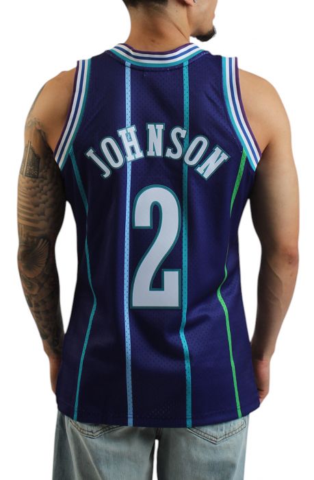 Larry Johnson Charlotte Hornets 1994/95 Hardwood Classics Swingman Player Jersey Purple