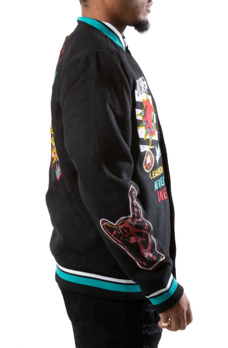Madness Sketch Varsity Jacket Black/Teal